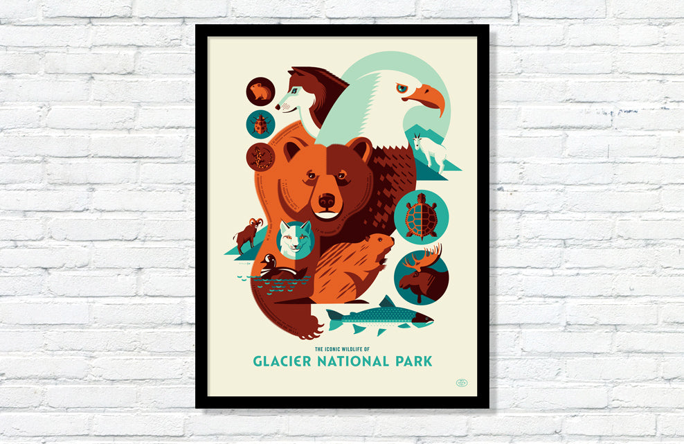 Iconic Wildlife of Glacier National Park Poster