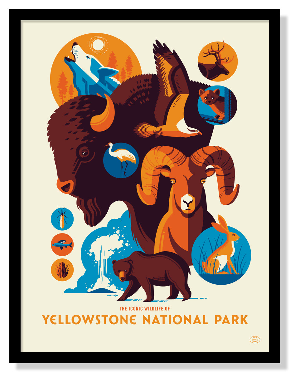 Iconic Wildlife of Yellowstone National Park Poster (Large Timed Edition)